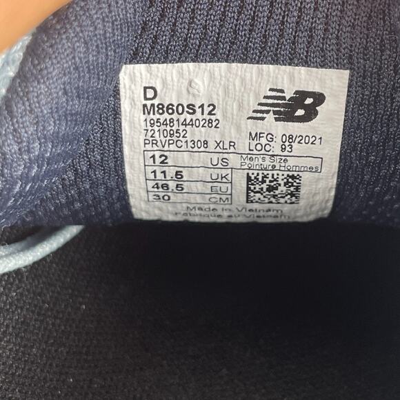 New Balance Fresh Foam X 860 Gray Men\'s 12 D Gray Running Shoe Athletic Sneakers